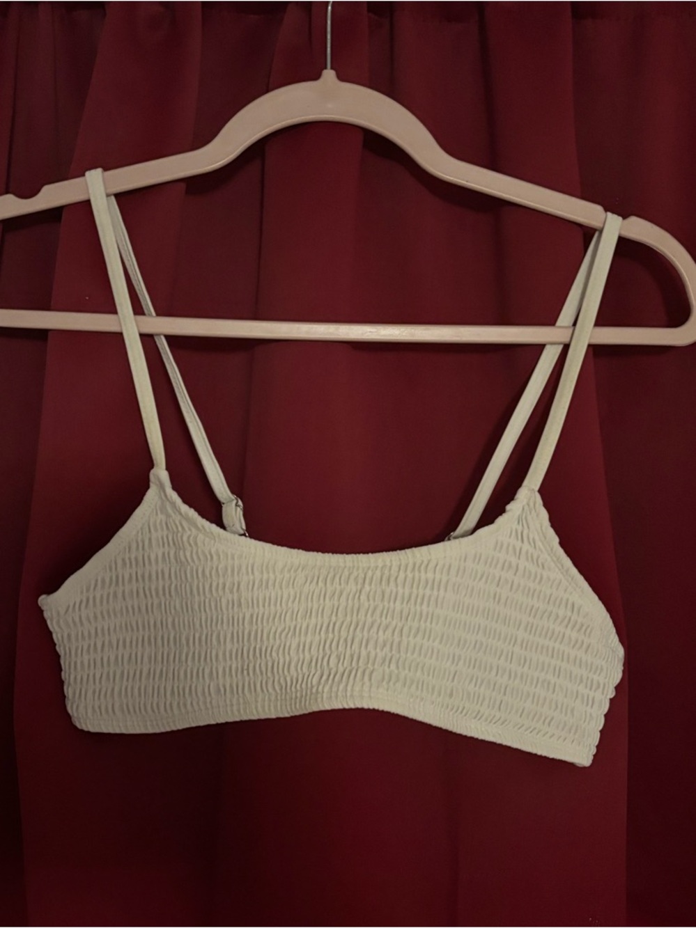 SHEIN Cream Smocked Bikini Top
